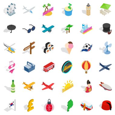 Seyahat Icons set, izometrik stili