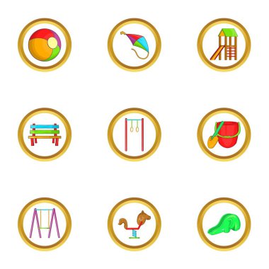 Çocuk Bahçesi simge seti, karikatür tarzı