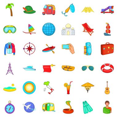 Seyahat zaman Icons set, karikatür tarzı