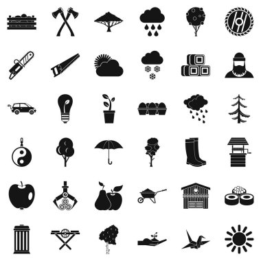 Büyük ağaç Icons set, basit tarzı