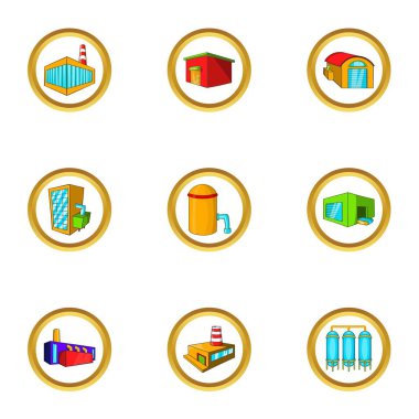 Sanayi simge seti, karikatür tarzı