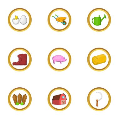 Tarım Ekipmanları simge seti, karikatür tarzı