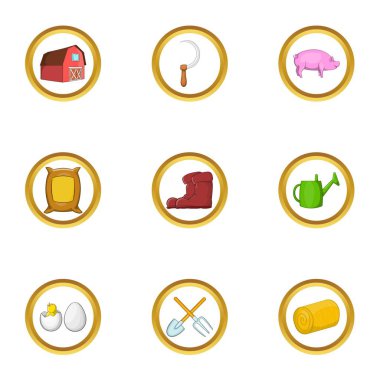 Simge seti, karikatür tarzı tarım Bahçe