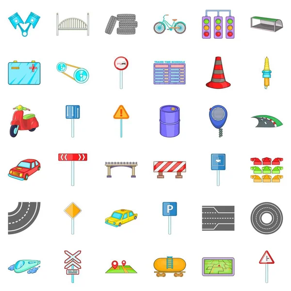 Yol Icons set üzerinde karikatür tarzı taşıma