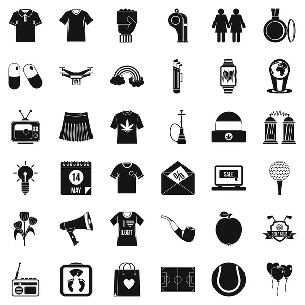 Conjunto de iconos de ropa de hombre, estilo simple — Vector de stock