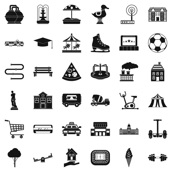 Urban icons set, simple style — Stock Vector