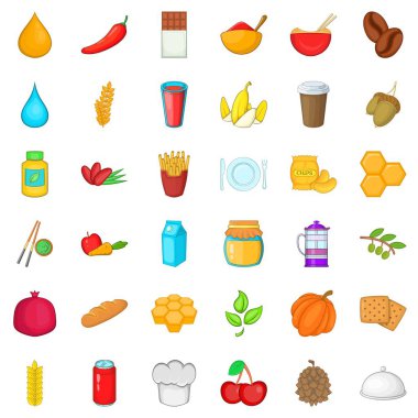 Vejetaryen Icons set, karikatür tarzı