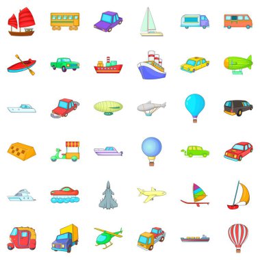 Araç Icons set, karikatür tarzı