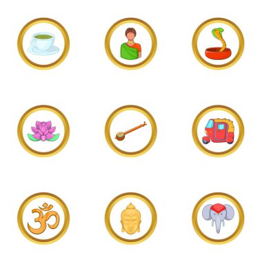 Hindistan geleneği simge seti, karikatür tarzı