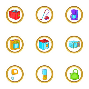 Ev elektronik simge seti, karikatür tarzı