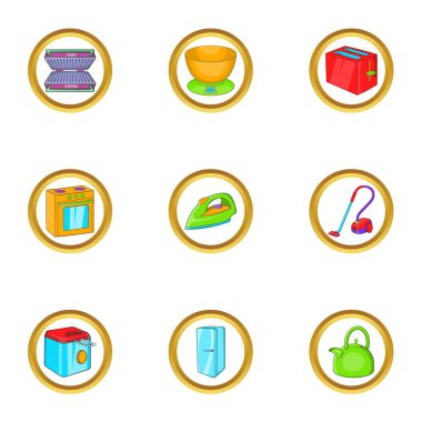 Ev elektronik simge seti, karikatür tarzı