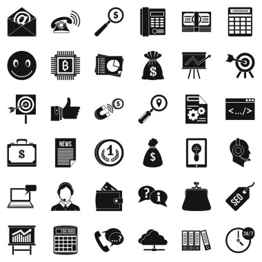 Viral pazarlama Icons set basit tarzı