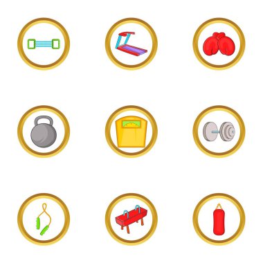 Spor giyim simge seti, karikatür tarzı