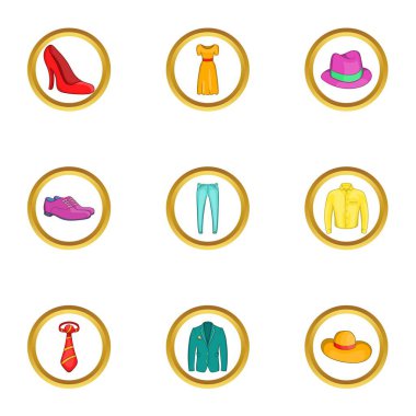 Klasik giyim simge seti, karikatür tarzı
