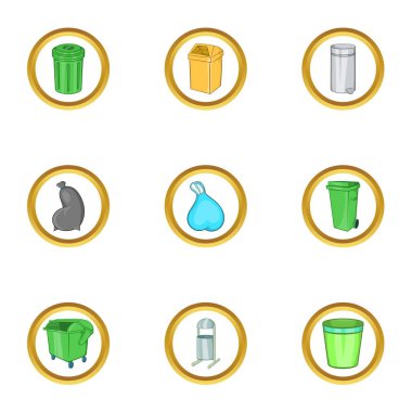 Şehir urns simge seti, karikatür tarzı