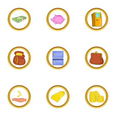 Para Icon set, karikatür tarzı