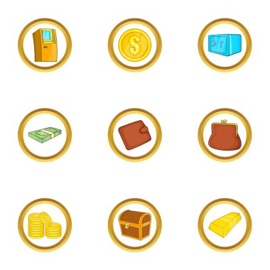 Banka simge seti, karikatür tarzı