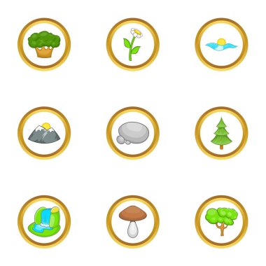 Doğa simge seti, karikatür tarzı