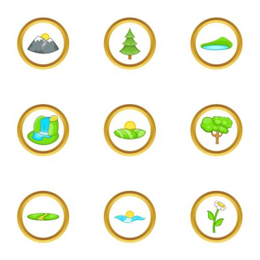 Çevre simge seti, karikatür tarzı