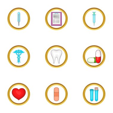 Hastane simge seti, karikatür tarzı