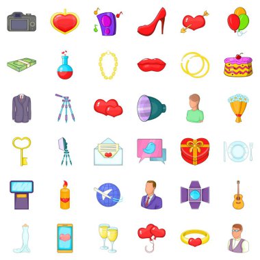 Düğün simgeler ayarla, tarzı çizgi film