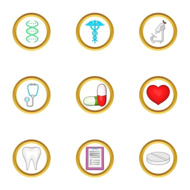 Tıbbi hayat simge seti, karikatür tarzı