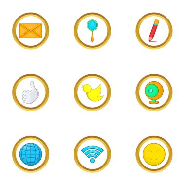 Küresel net simge seti, karikatür tarzı