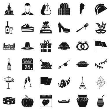Şarap Icons set, basit tarzı