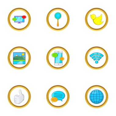 Mevcut iletişim simge seti, karikatür tarzı