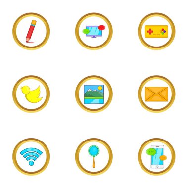 Web serbest zaman simge seti, karikatür tarzı