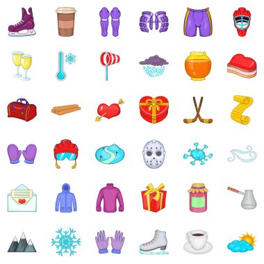 Kış simgeler ayarla, tarzı çizgi film