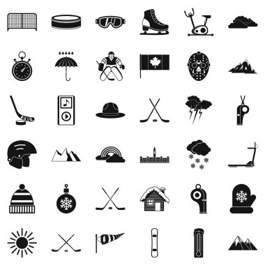 Kış spor Icons set, basit tarzı