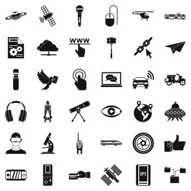 Kablosuz teknoloji Icons set, basit tarzı