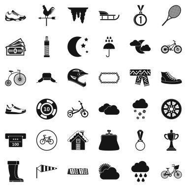 Kadın spor Icons set, basit tarzı