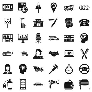 İş Icons set, basit tarzı