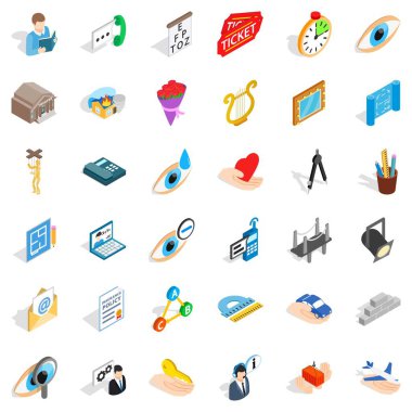 Çalışma alanı Icons set, izometrik stili