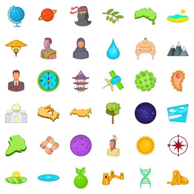 Dünya simgeleri ayarla, tarzı çizgi film