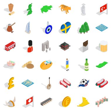 Dünya Icons set, izometrik stili