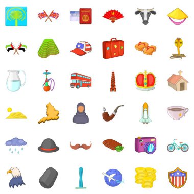 Dünya Tur simgeler ayarla, tarzı çizgi film