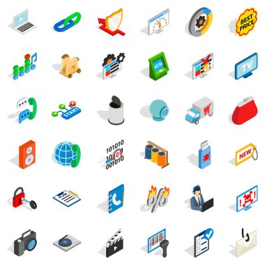 Www Icons set, izometrik stili
