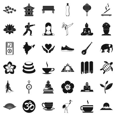 Yoga Icons set, basit tarzı