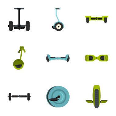 Scooter Icon set denge, düz stil