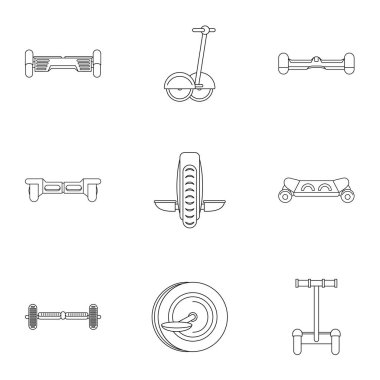 Elektrikli scooter simge seti, anahat stili