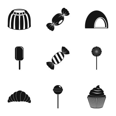 Tatlı tatlılar simge seti, basit tarzı