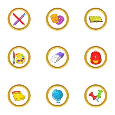 Okul simgeler ayarla, tarzı çizgi film