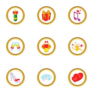 Düğün simgeler ayarla, tarzı çizgi film