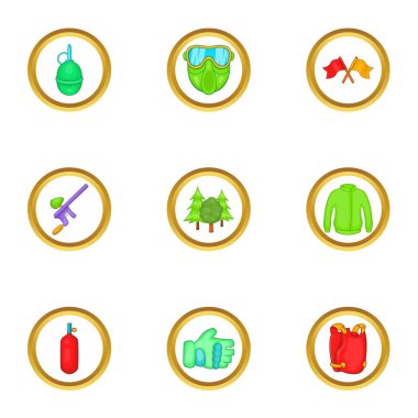 Paintball Icons set, karikatür tarzı
