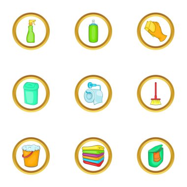 Temizlik simge seti, karikatür tarzı