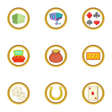 Casino Icons set, karikatür tarzı