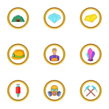 Madenci Icons set, karikatür tarzı